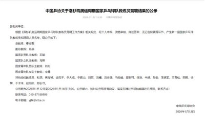 PG官方-国乒洛杉矶奥运周期班子公示 秦志戬担任总教练